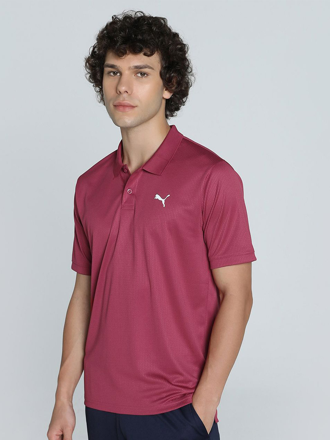 Puma Men Train All Day Jacquard Slim Fit Polo Collar Training T-Shirt