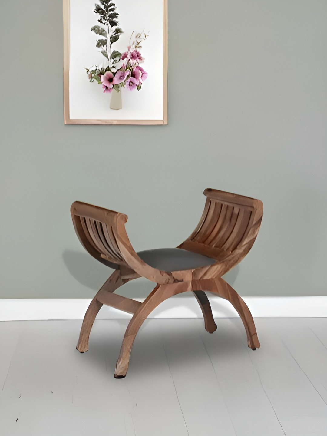 Royaloak Megan Brown & Grey Wooden Curved Bench