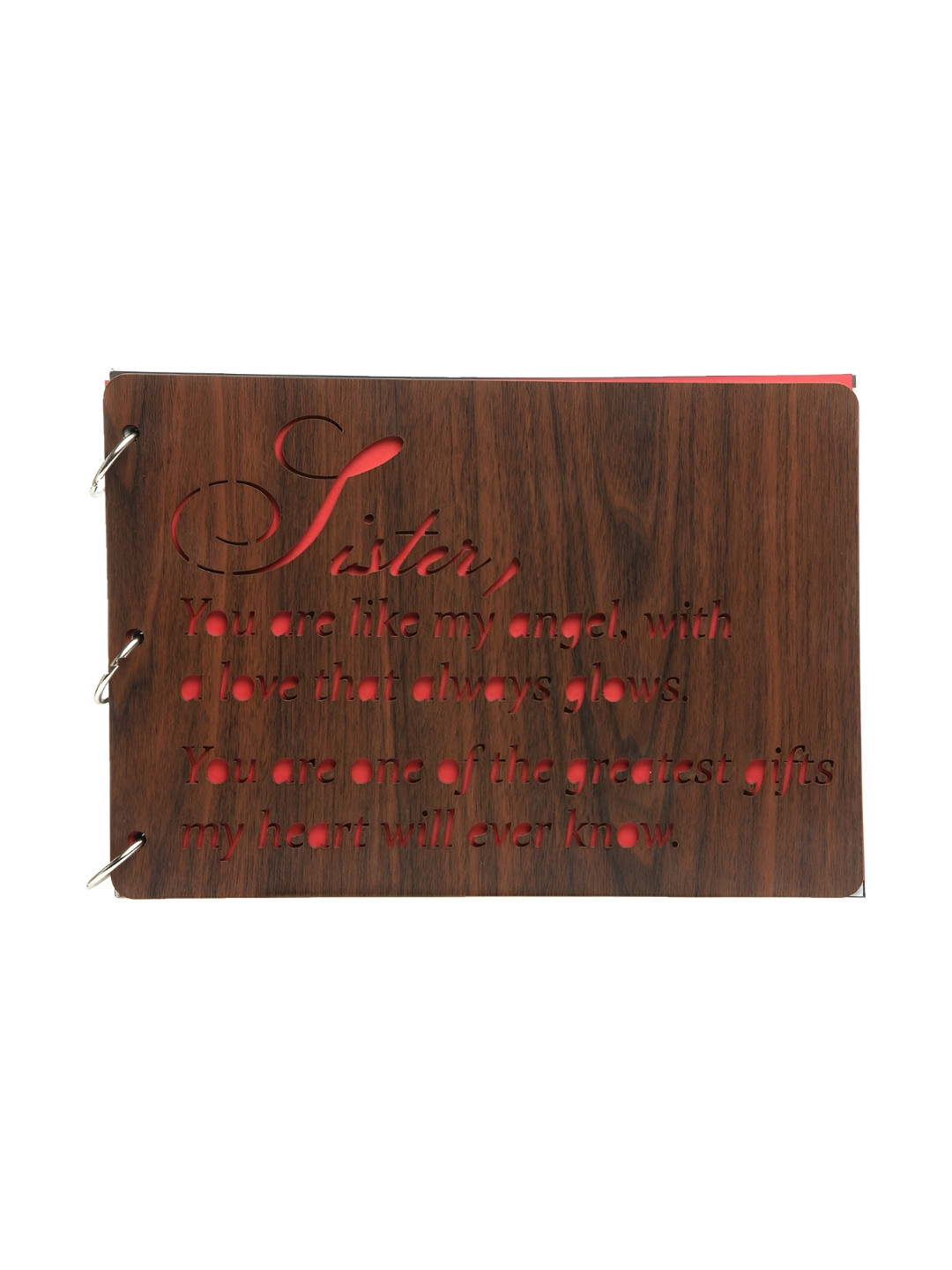 SEHAZ ARTWORKS Brown & Red Printed Paper & Wooden Photo Album