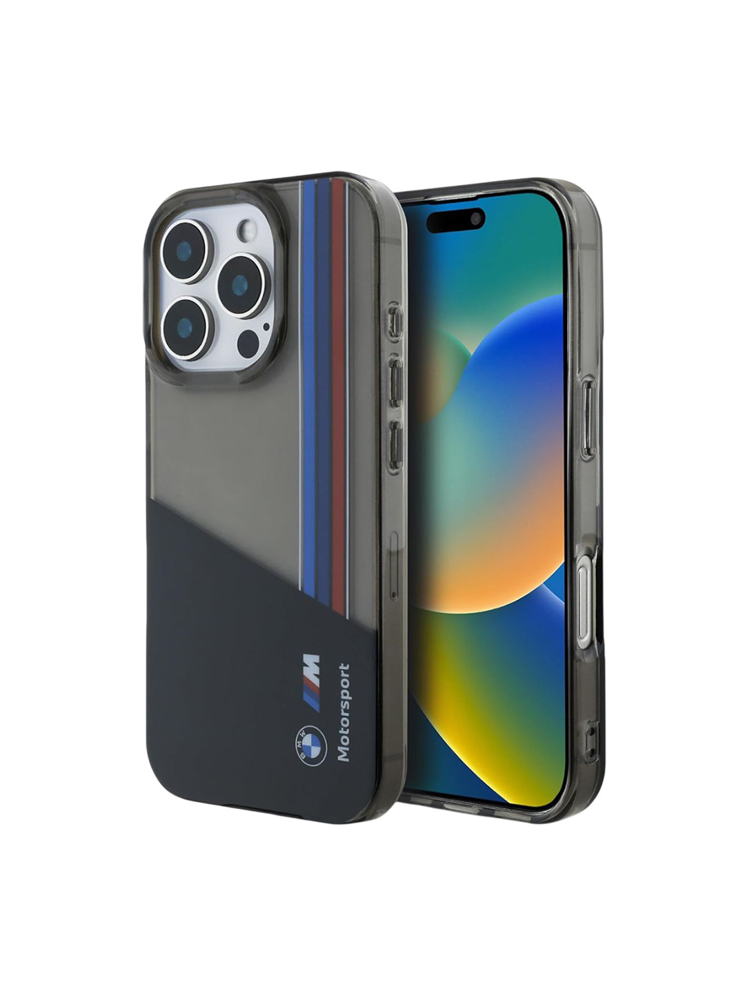 BMW Black Motorsport Iml Vertical Stripes Printed iPhone 16 Pro Max Back Case