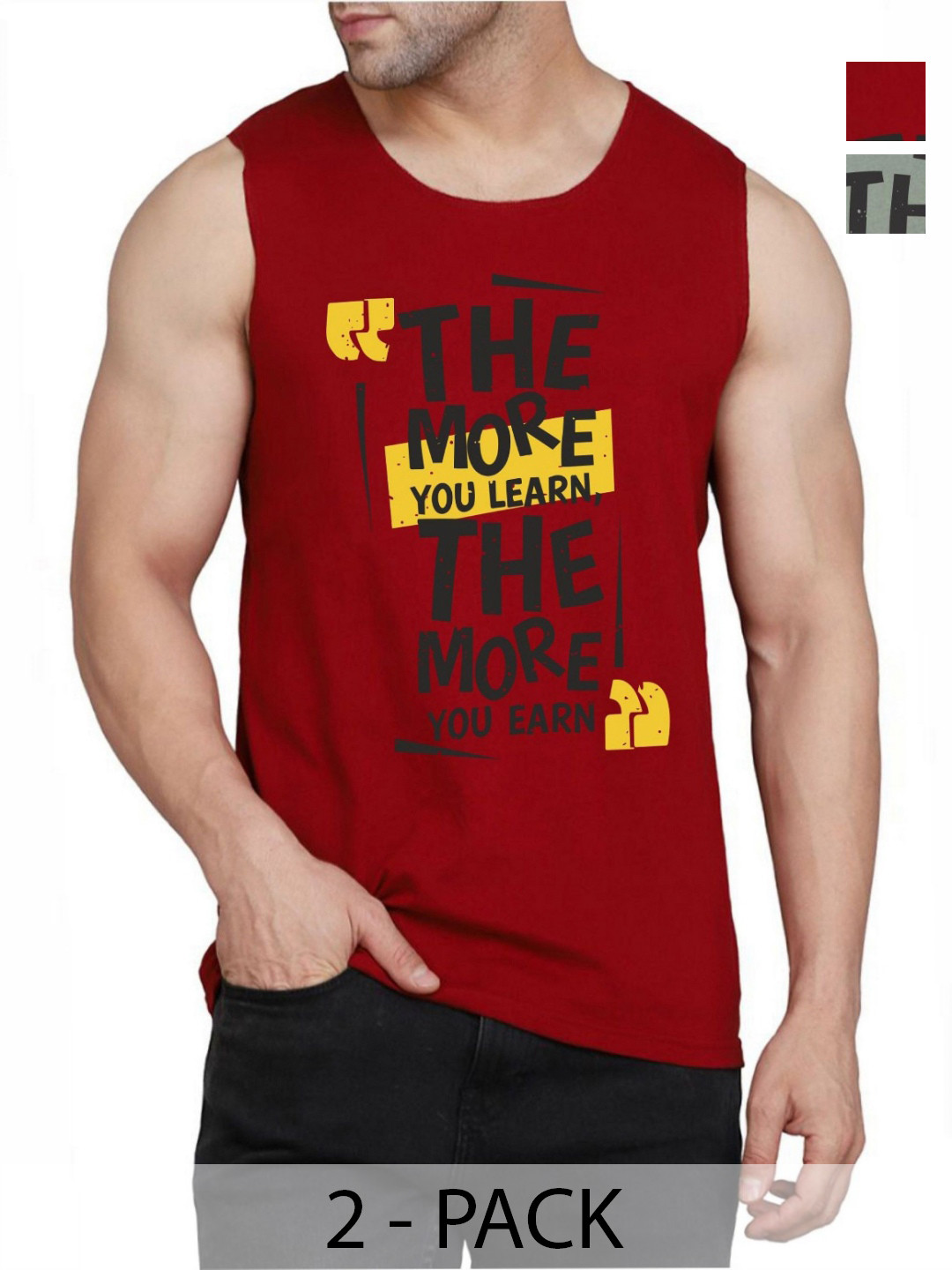 WOOSTRO Men Pack Of 2 Typography Printed Round Neck Cotton Slim Fit T-shirts