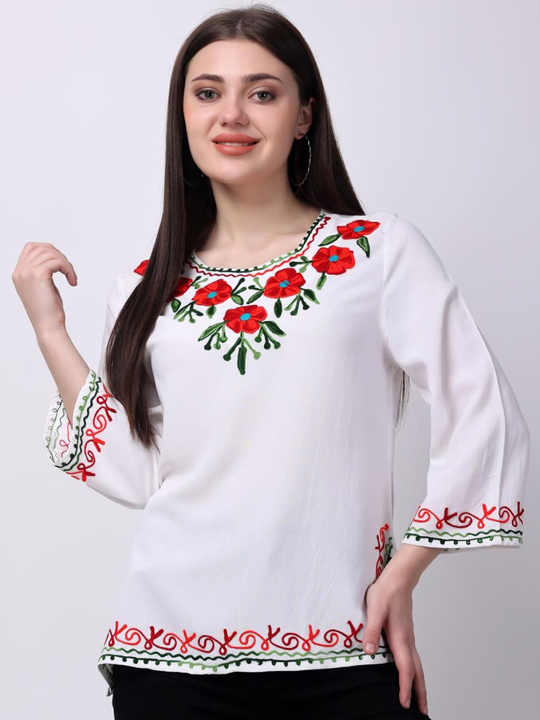 VAAMII Floral Embroidered Top