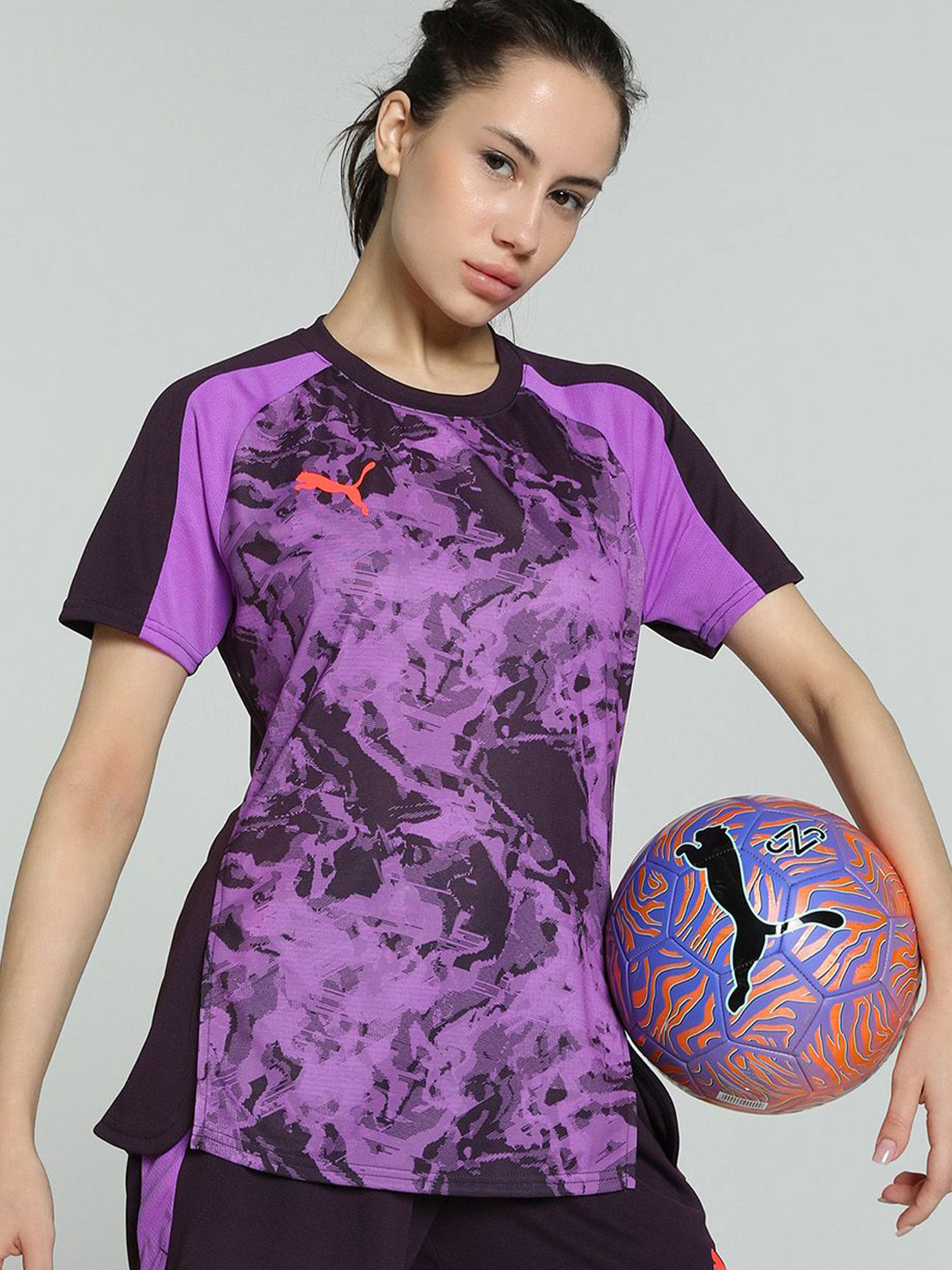 Puma Women Individual Blaze Printed Round Neck Short Sleeve Football Jersey