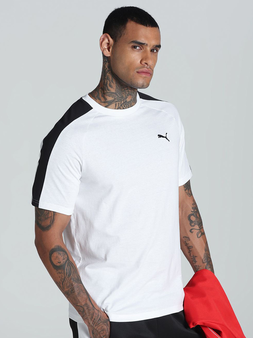 Puma T7 Men Solid Pure Cotton T-Shirt