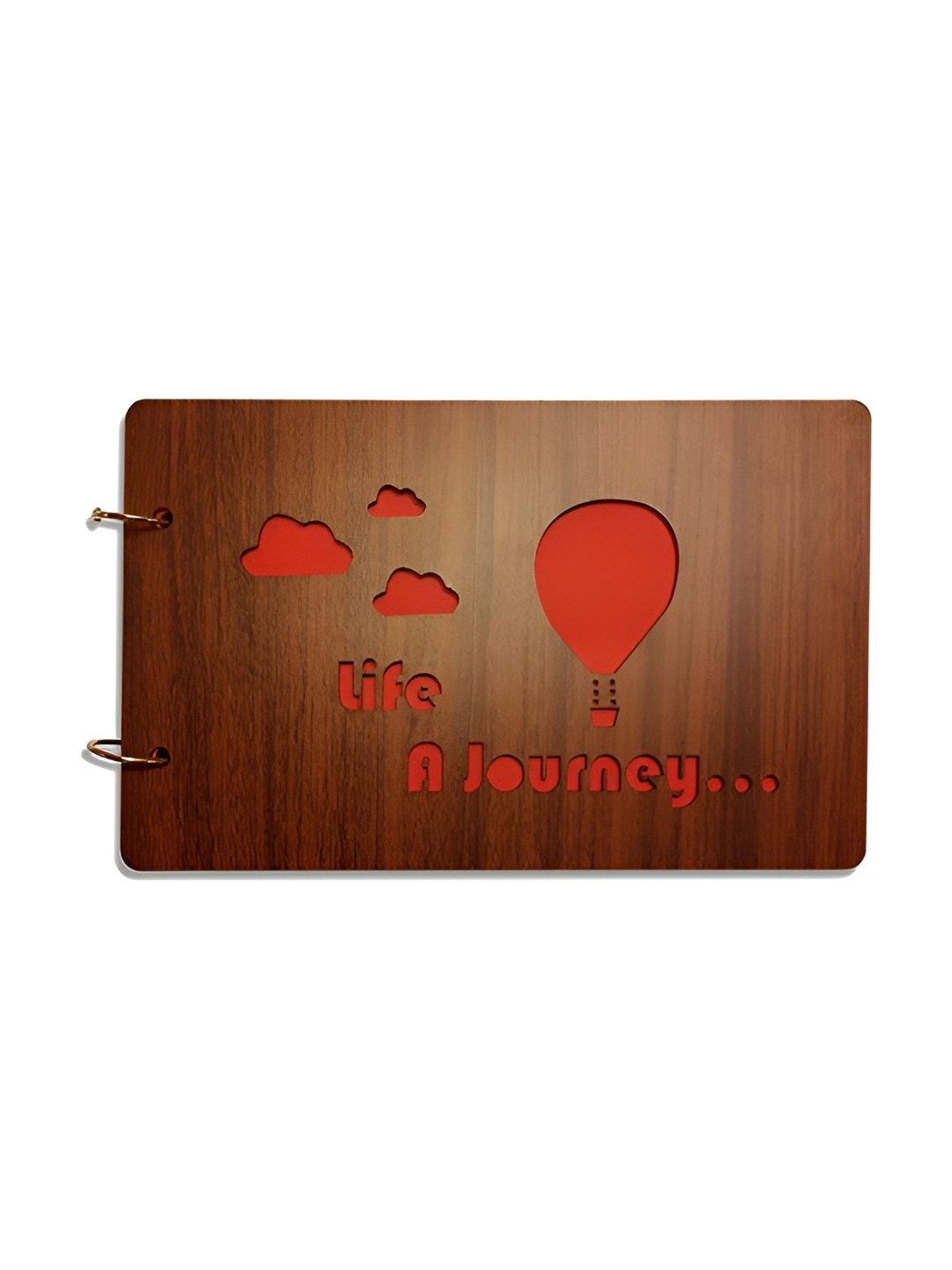 SEHAZ ARTWORKS Brown & Red Life A Journey Printed Wooden Scrap Book Photo Album