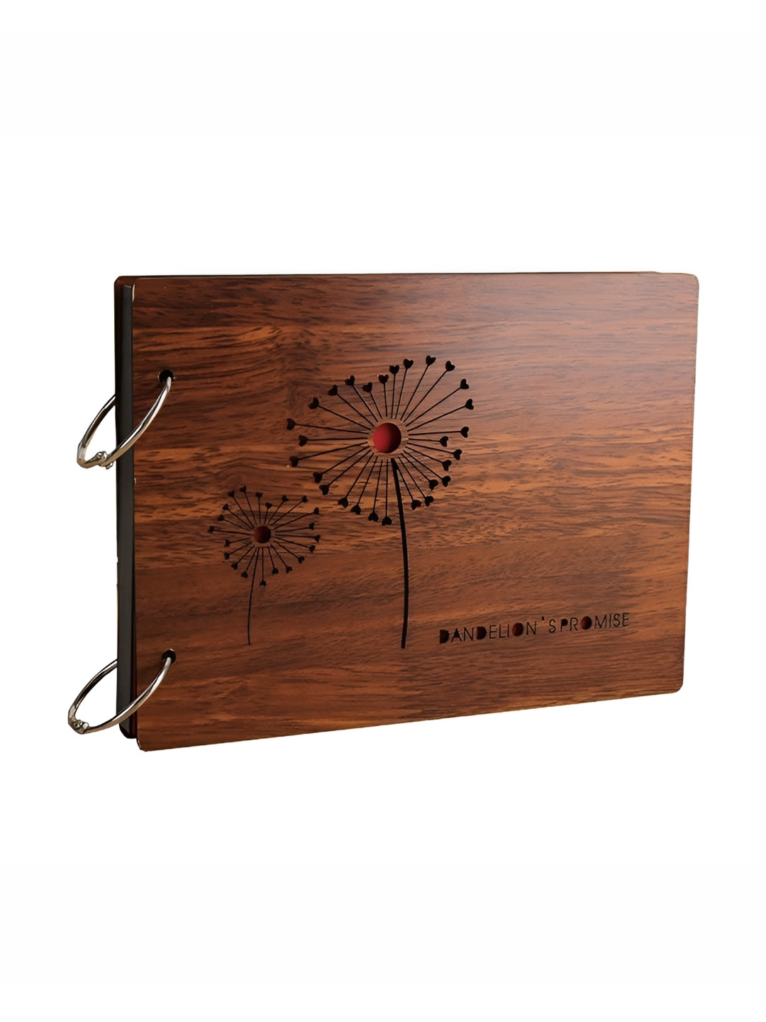SEHAZ ARTWORKS Brown & Red Dandelion Promise Printed Paper & Wooden Photo Album