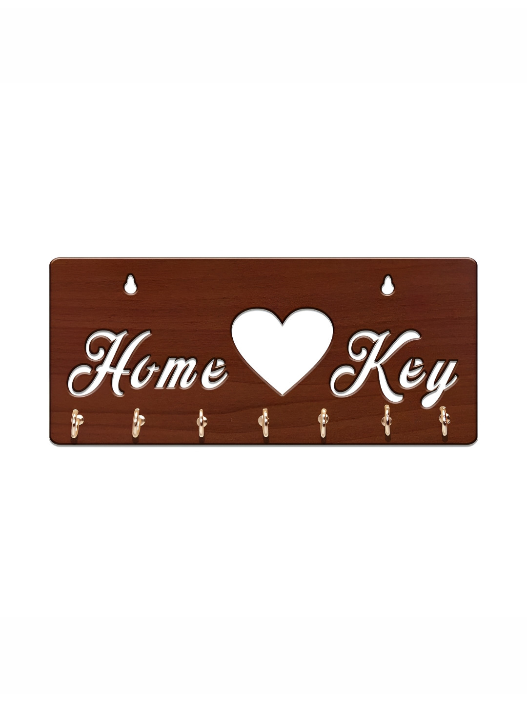 SEHAZ ARTWORKS Brown & Silver-Toned Home Key 7 Hooks Wooden Key Holder
