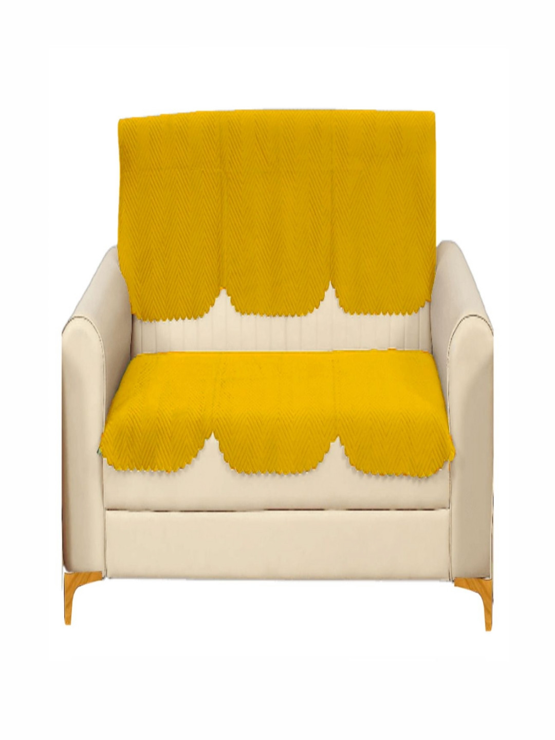 Fashion Throw Yellow 3 Pieces Quilted Three Seater Velvet Sofa Covers