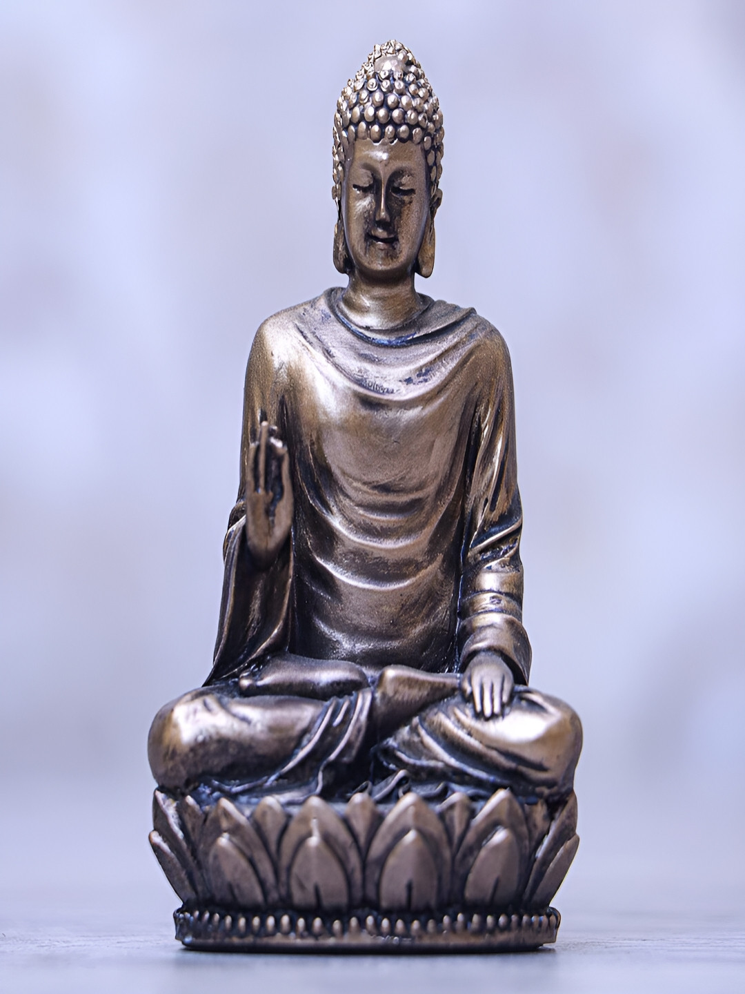 Craftlayout Meditating Lord Buddha Bronze Polyresin Glossy Prayer Room Small Showpiece - 3 Inches
