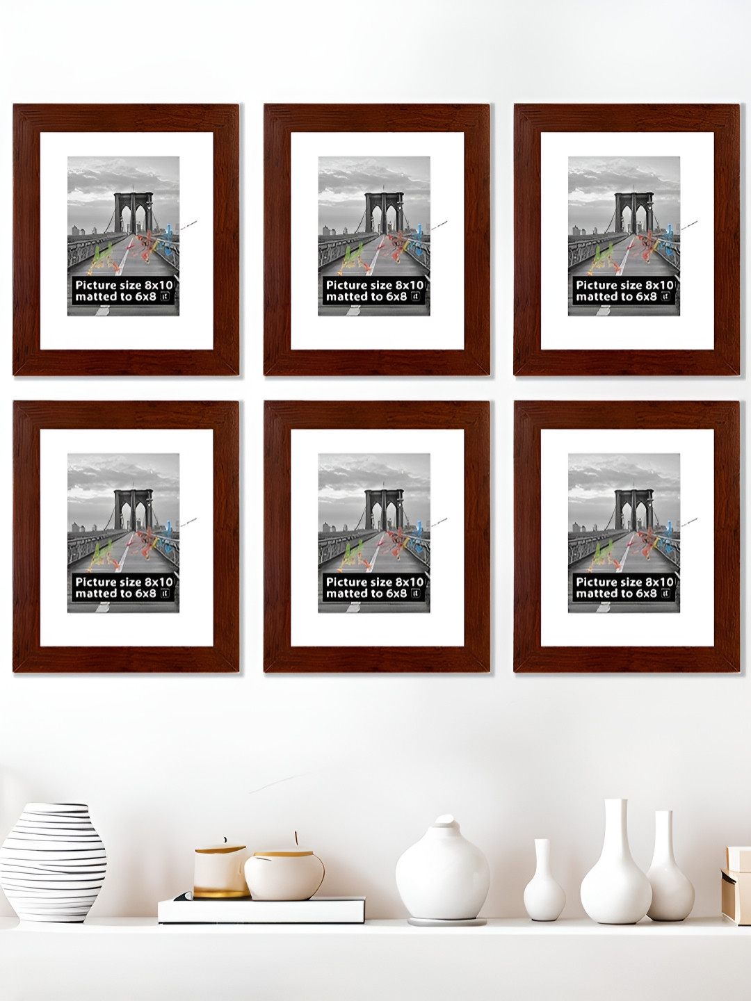 Art Street Brown MDF Table Photo Frames (Pack of 6)