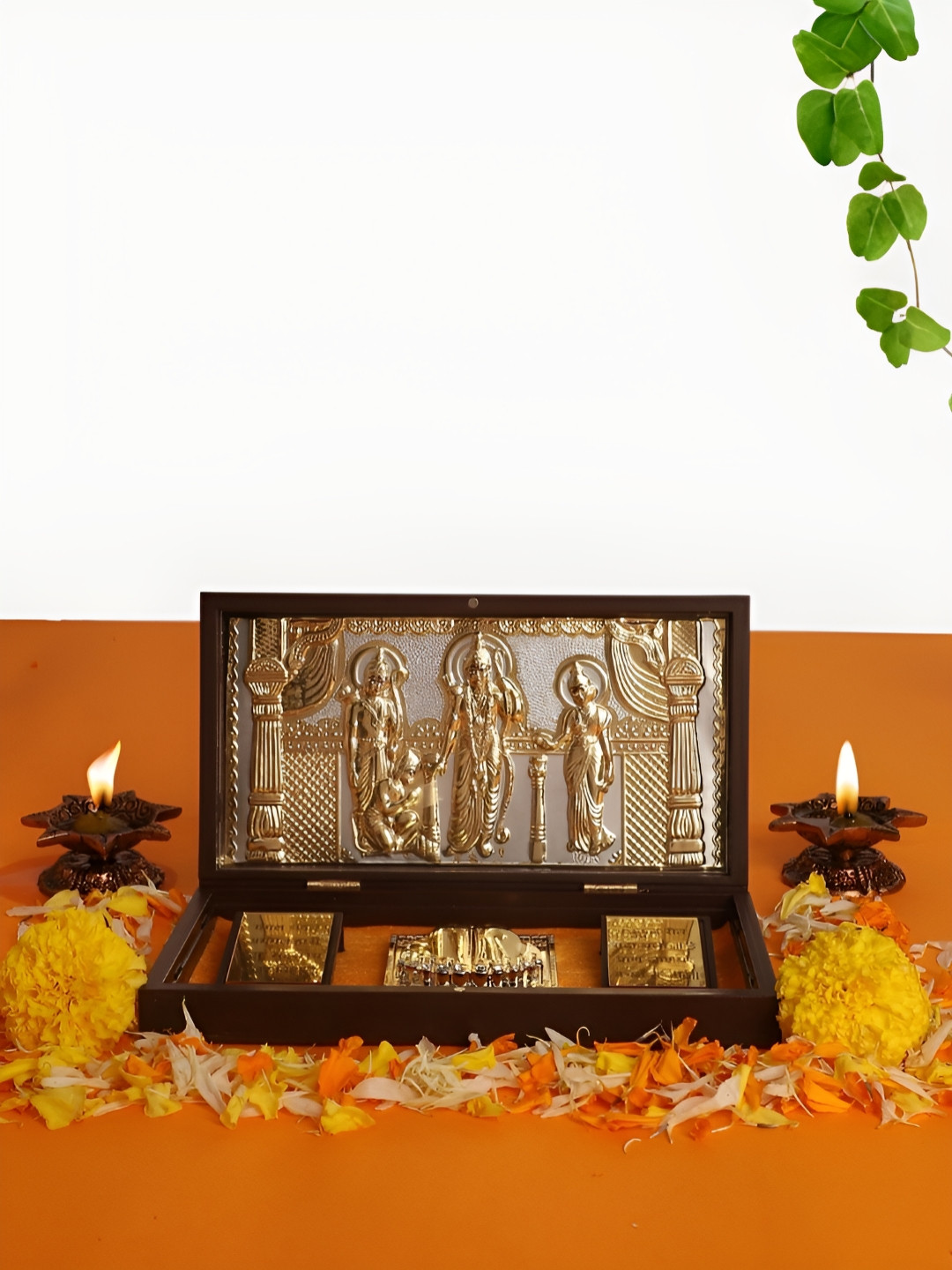 INTERNATIONAL GIFT Gold-Toned Ram Charan Paduka Religious Foot Prints Pooja Essentials