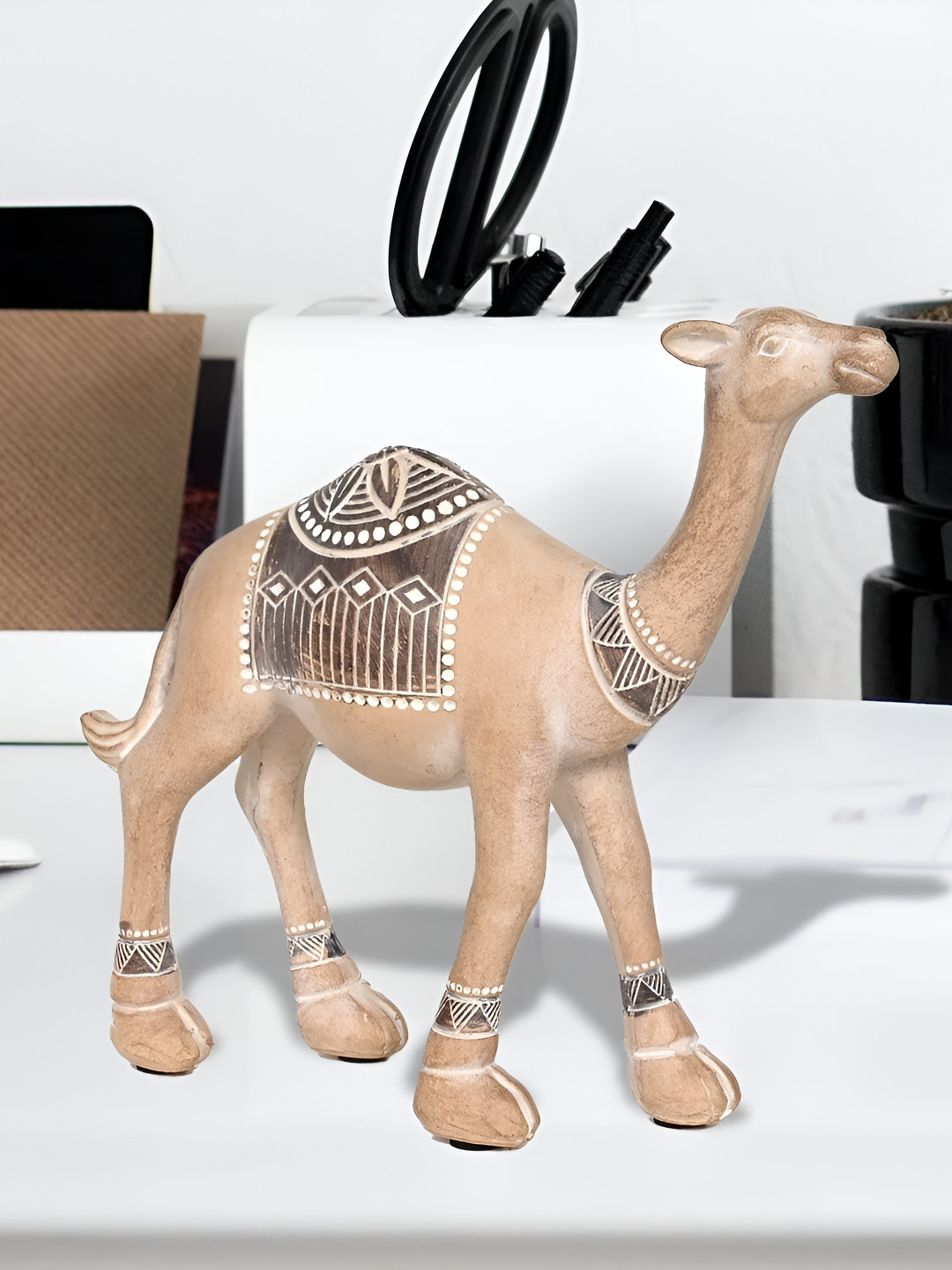 Cortina Camel Rajasthani Brown Ceramic Natural Living Room Small Showpiece - 6.3 Inches
