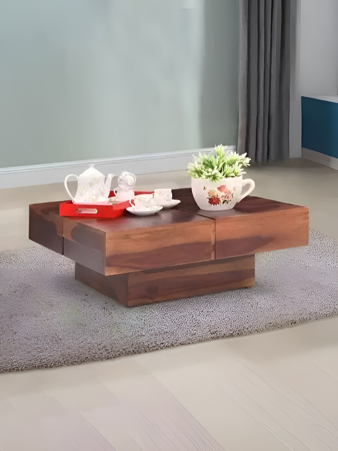 Royaloak Atom Brown Square Sheesham Wooden Coffee Table