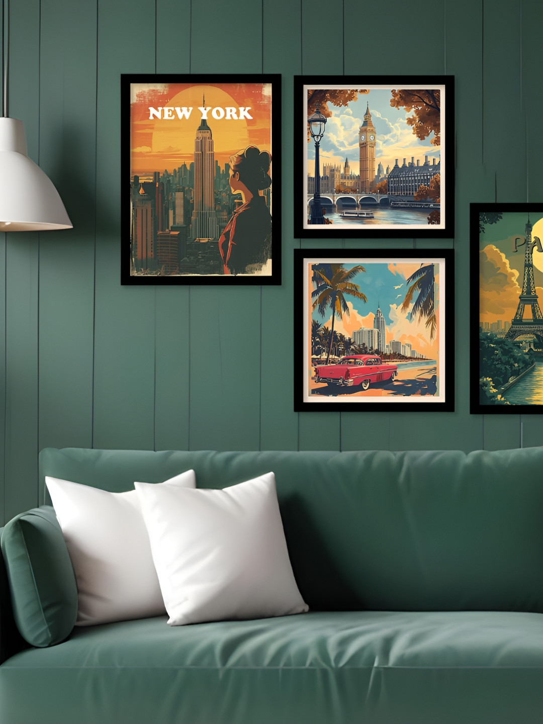 Kotart Brown & Green 4 Pieces Wood Abstract Wall Arts