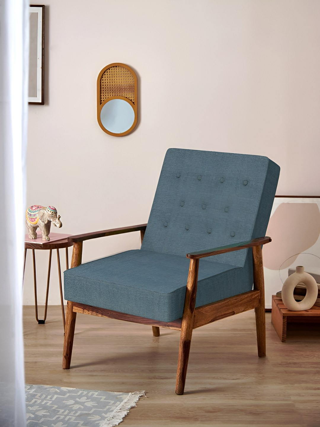 Chumbak Sailor Blue & Brown Memsaab Arm Chair