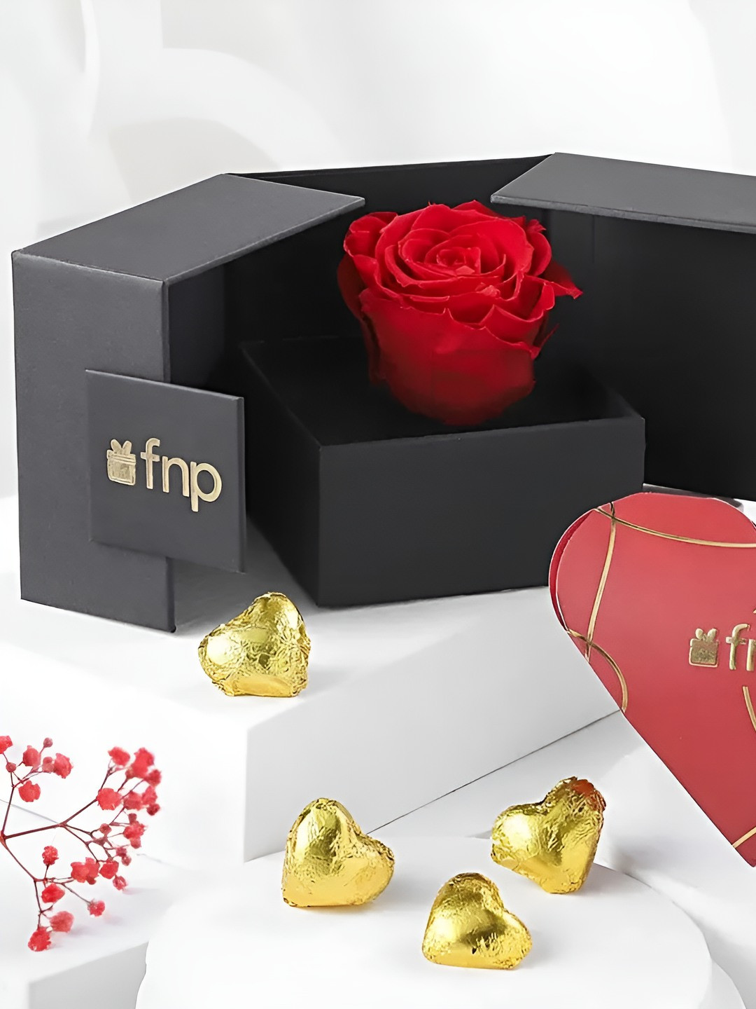 fnp Red and Black Fresh Rose Flowers With Box