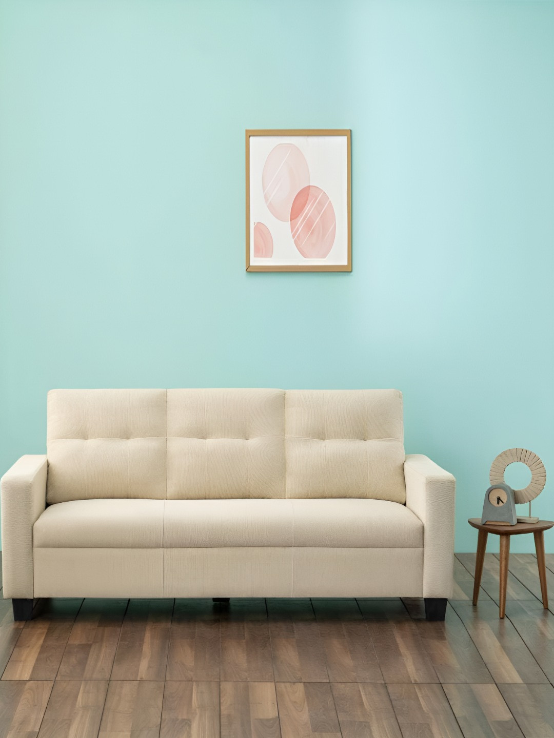 Duroflex Ease Beige 3 Seater Fabric Sofa