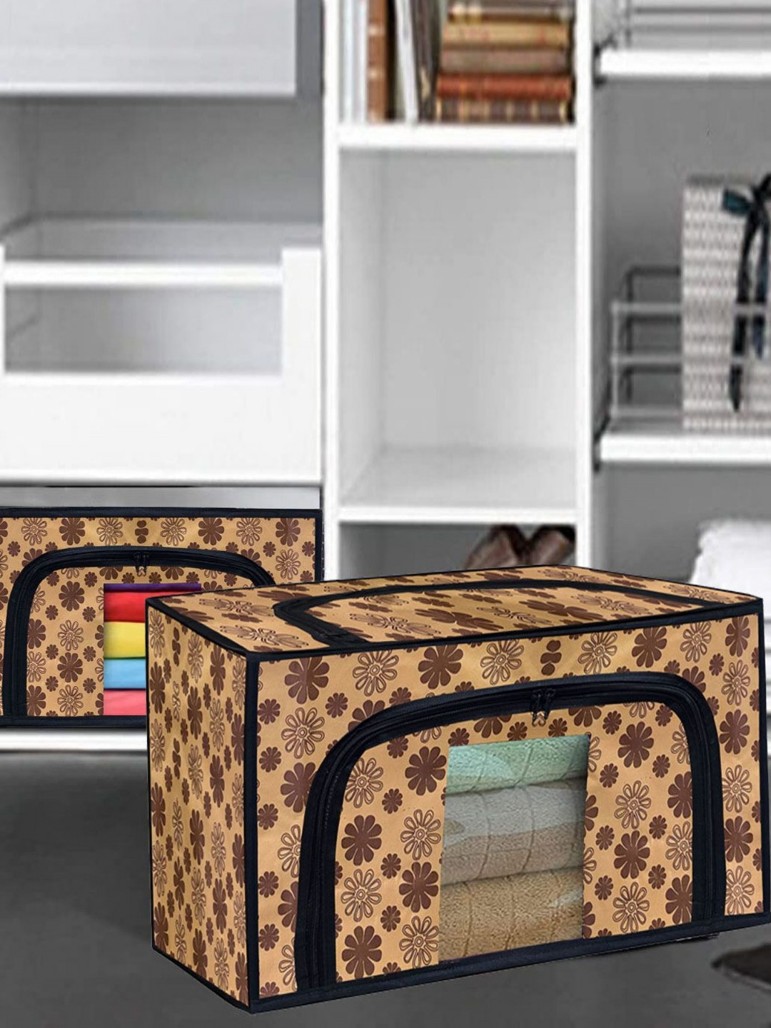Urban Choice Beige & Brown Floral Printed Large Organizer