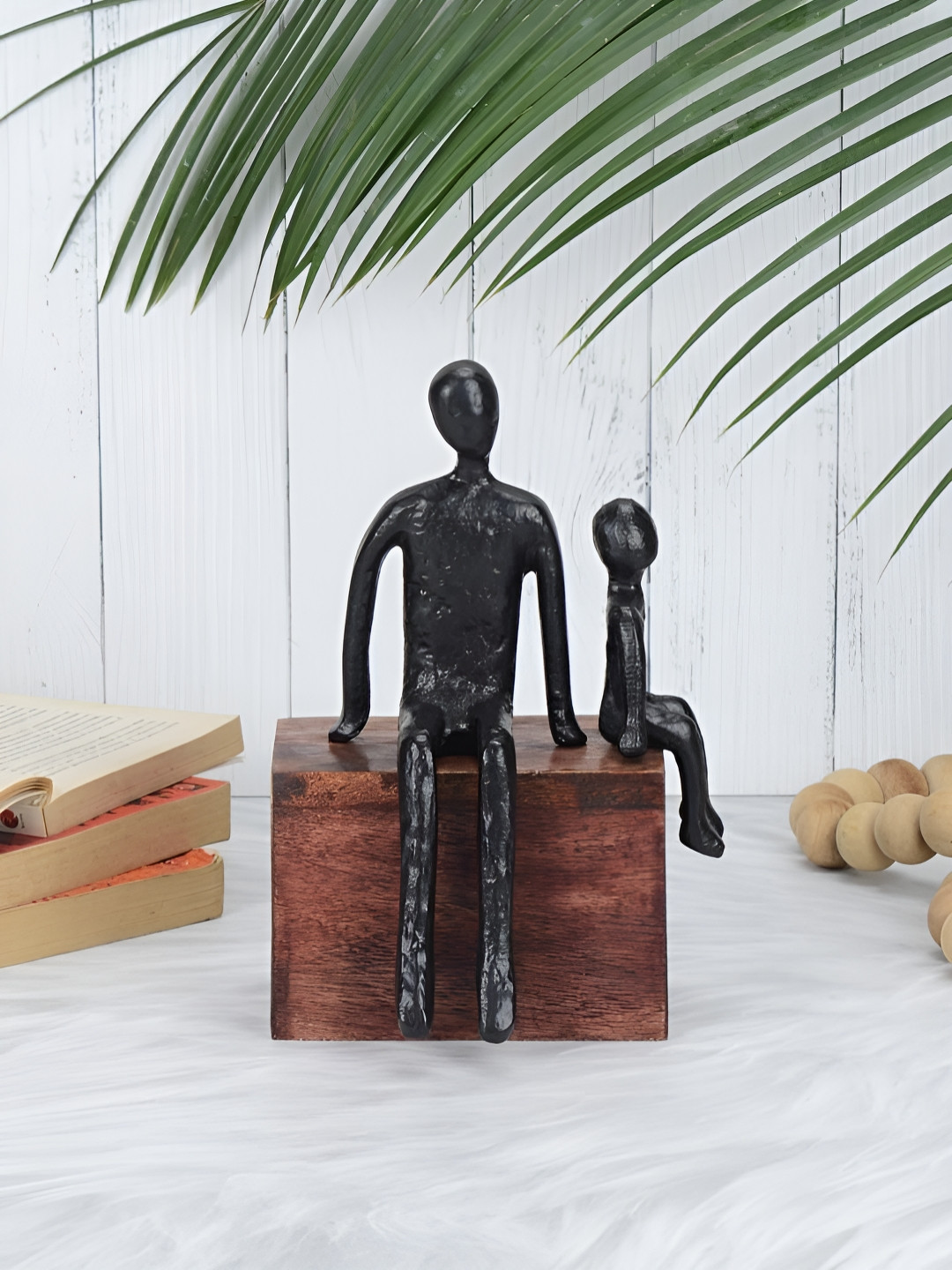 Maison Modern Generations Embrace Black Metal Metallic Living Room Medium Showpiece - 21.5 Inches