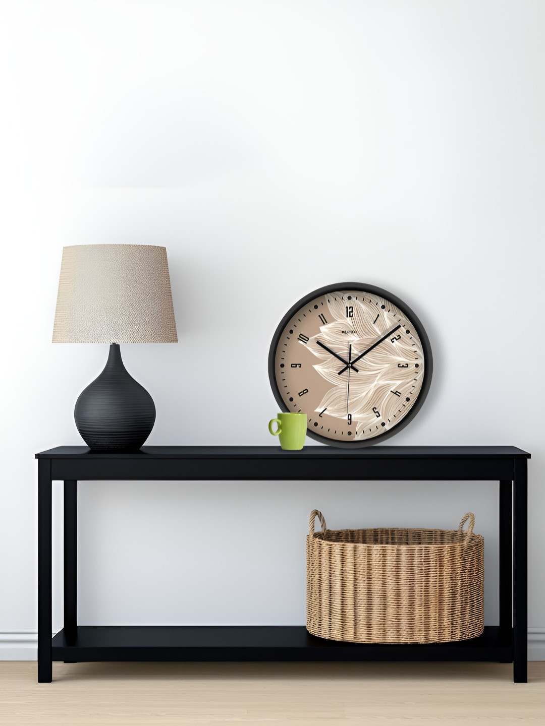 OLIVE TREE Printed Plastic Ultra Clear Glass Battery Analogue Wall Clock-30.5cm