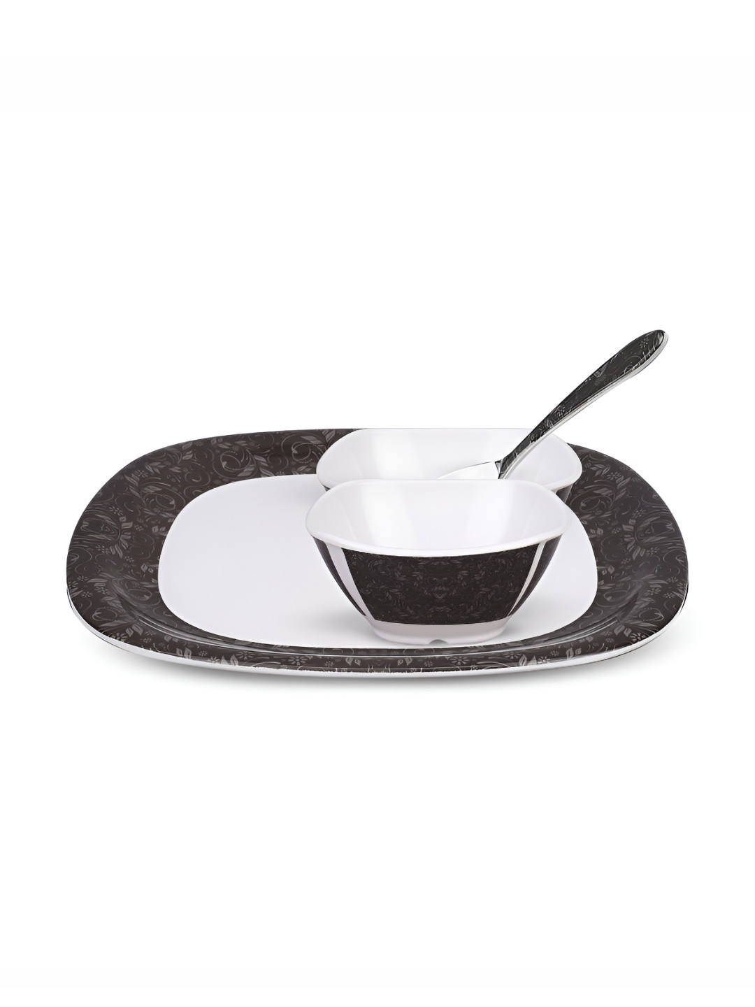Bataniya Brown Leaf Melamine Dishwasher Safe 4 Piece Dinner Set