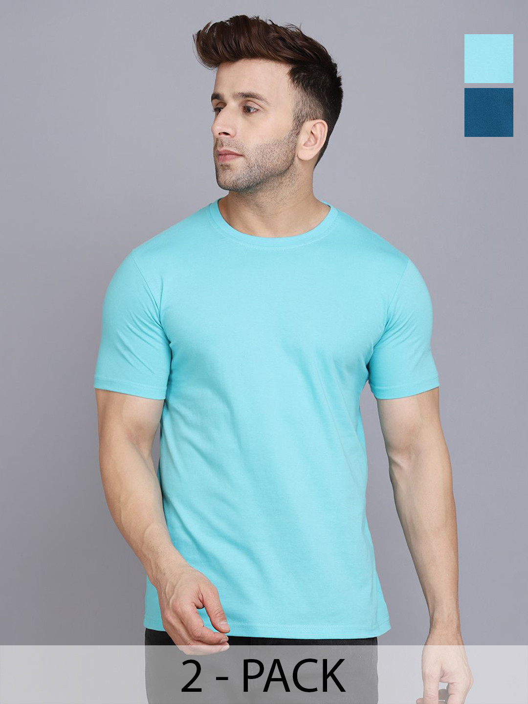 WOOSTRO Men Regular Fit Teal T-shirt
