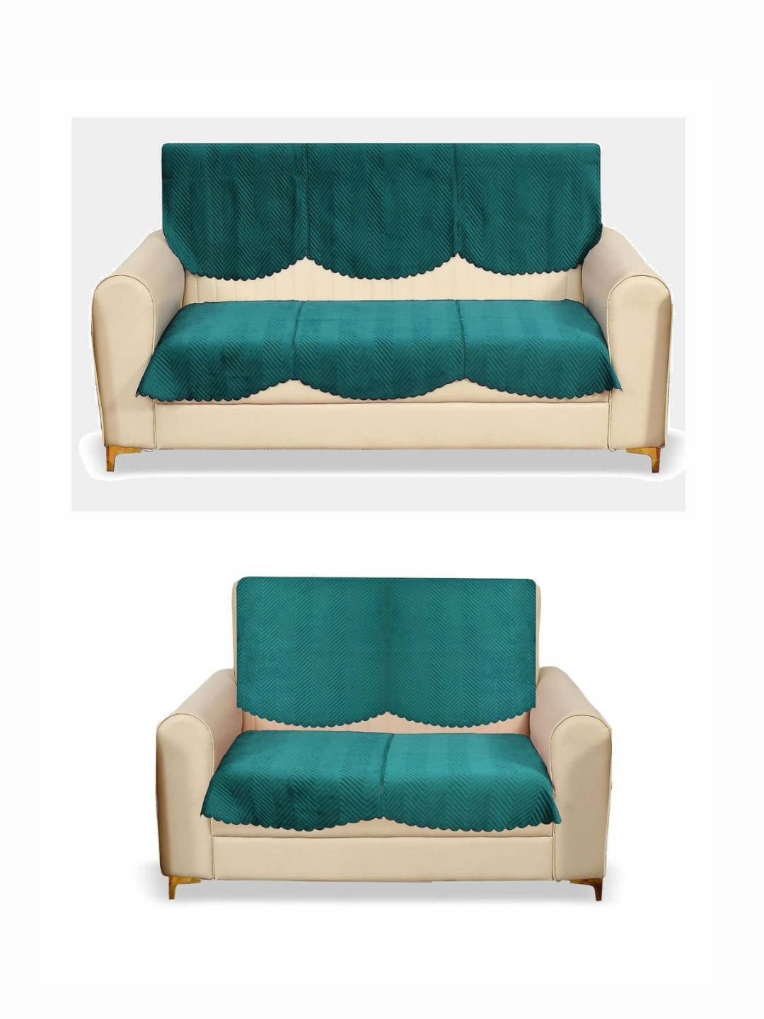 Fashion Throw Teal 4 Pieces Velvet 5 Seater Sofa Covers