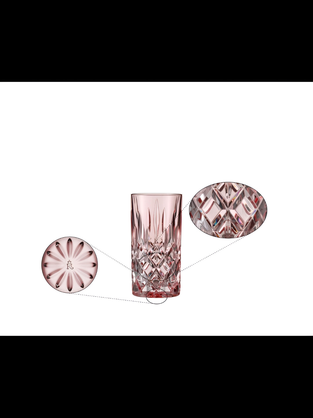 Nachtmann Noblesse Rose & Transparent 2 Pieces Textured Long Water Glasses