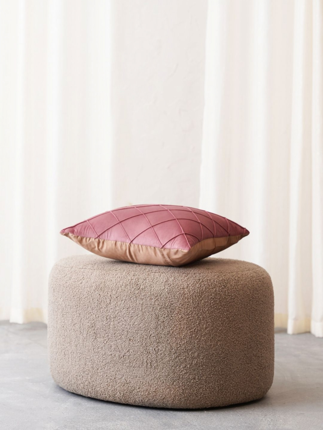 HOME 360 Pink 2 Pieces Geometric Textured Velvet Square Cushion Covers