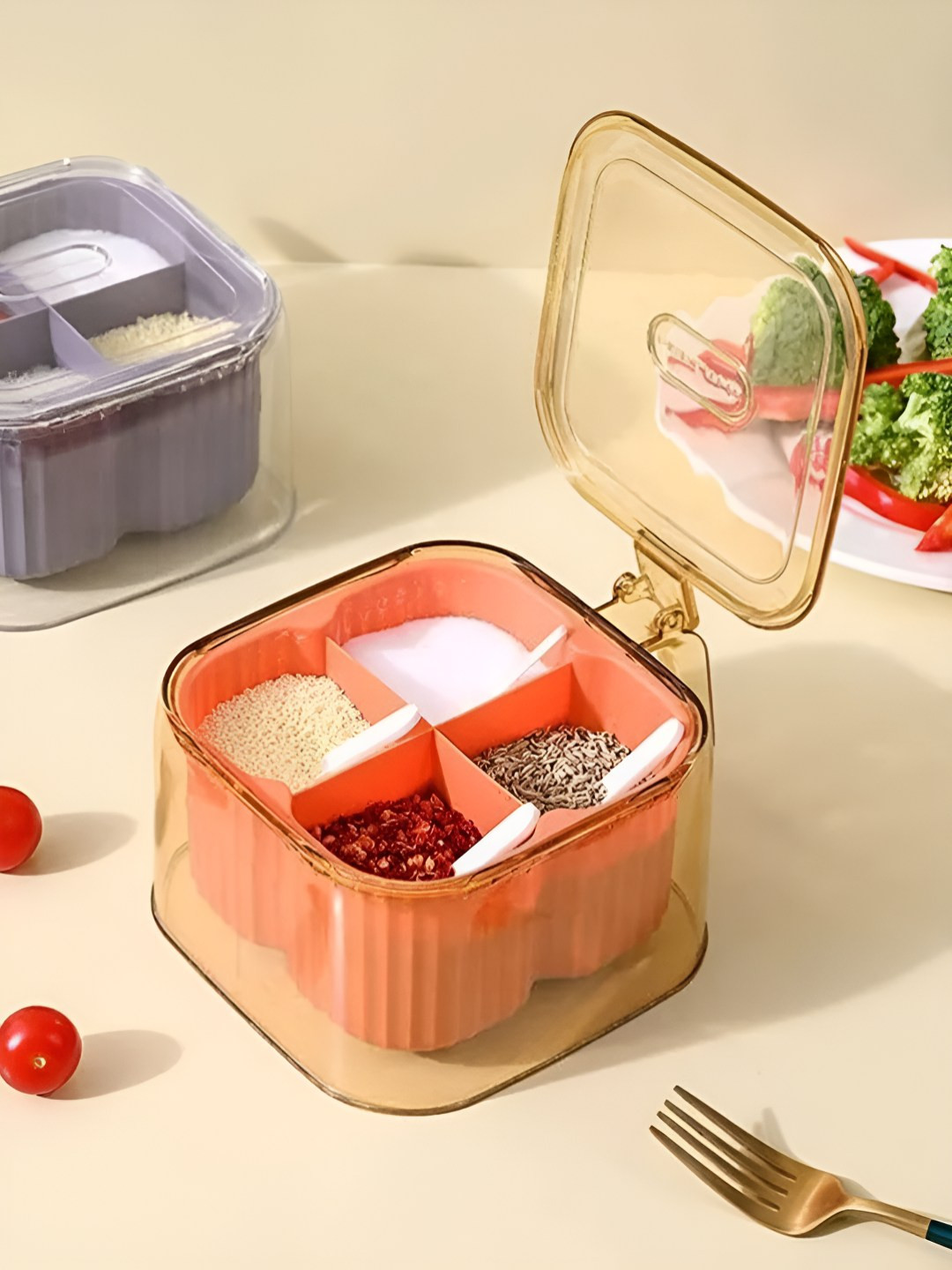 DecorTwist Orange 4-Compartment Easy to Clean Container