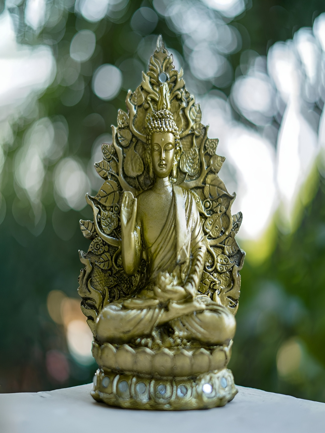 Craftlayout Statue Gold-Toned Meditating Lord Buddha Religious Idol Showpiece