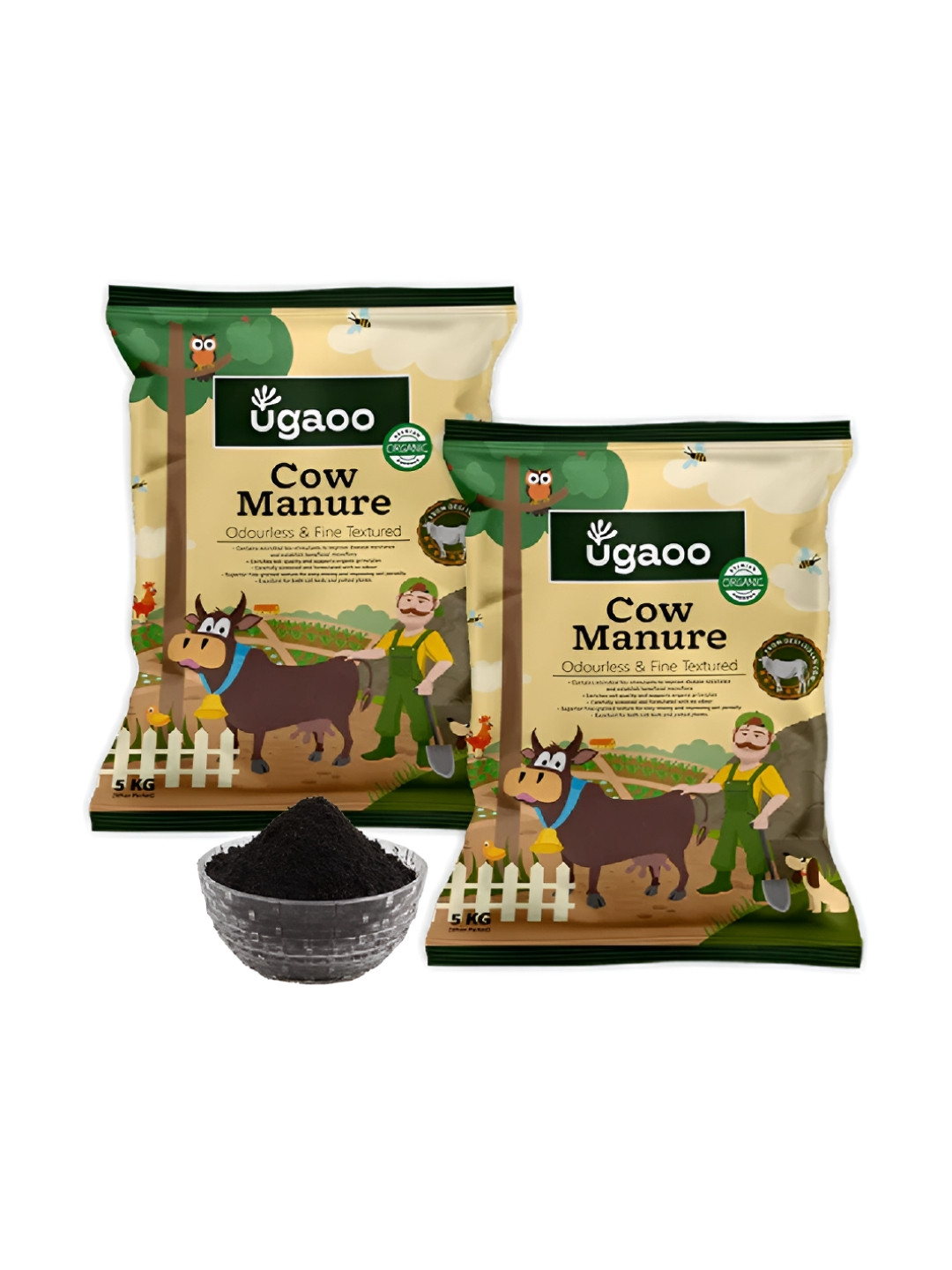 UGAOO 2-Pcs Brown Cow Manure - 10 Kg