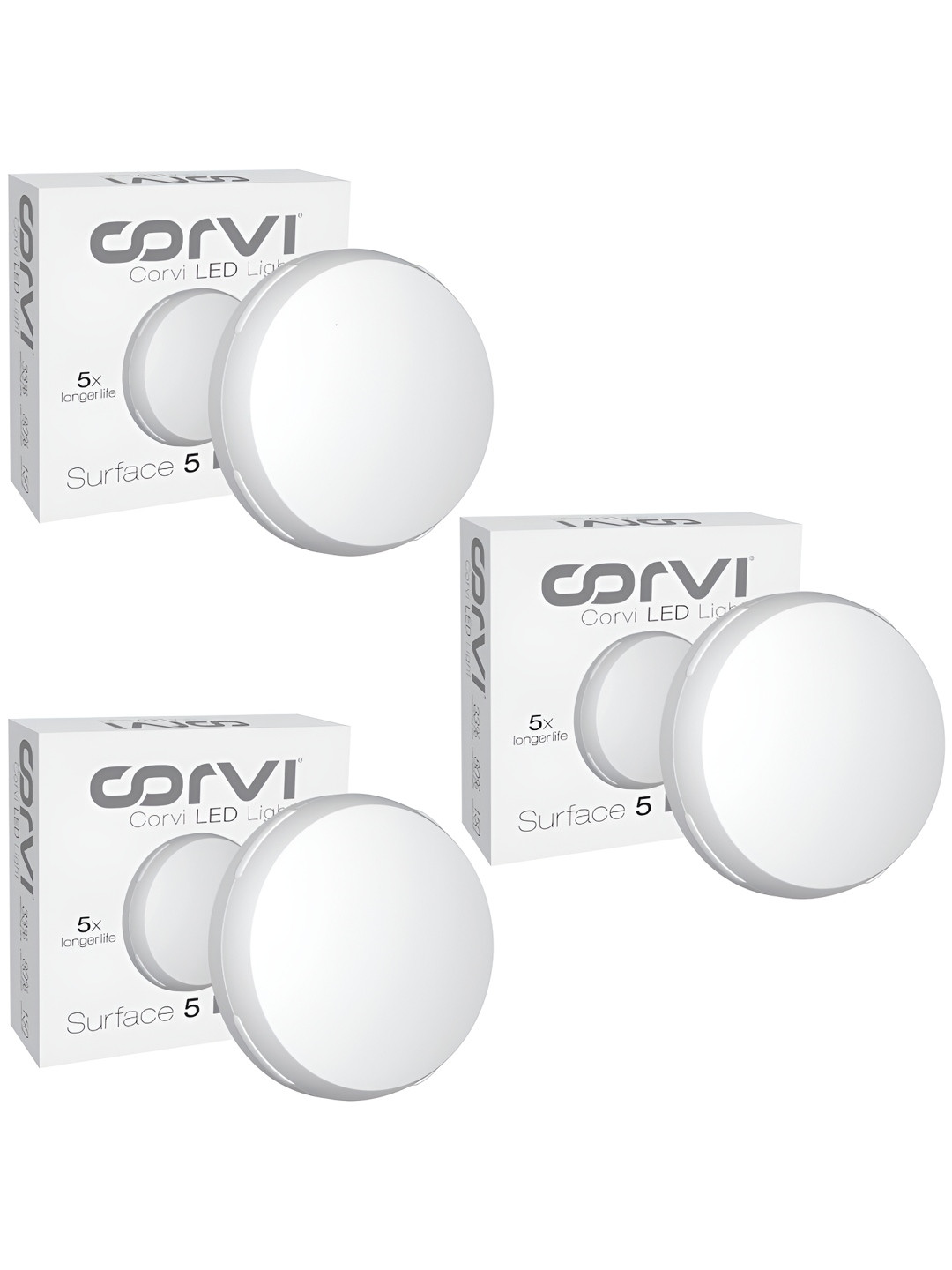 CORVI White 3 Pieces LED Surface 5 12W Ceiling Lights