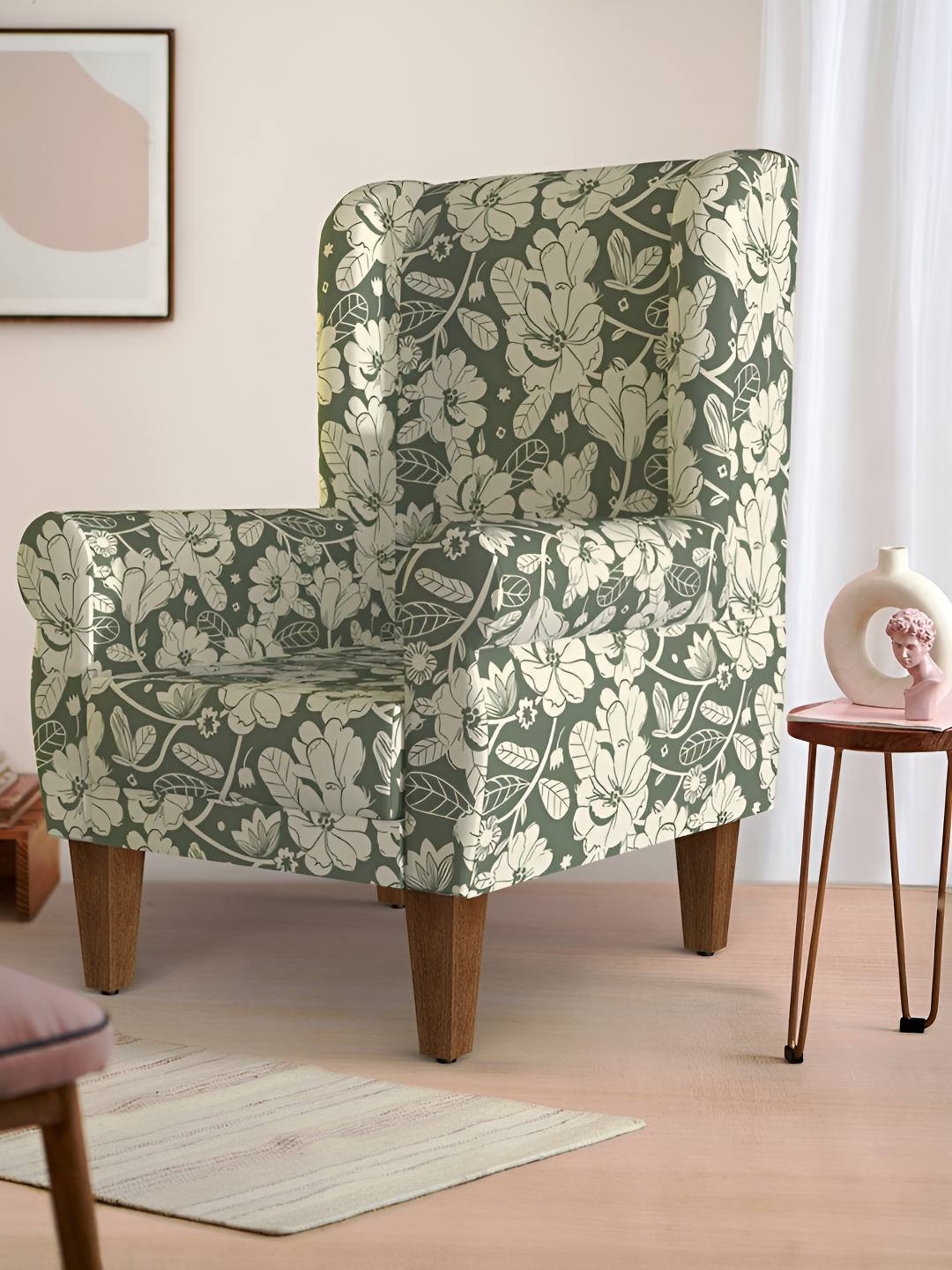 Chumbak Begum Wing Chair - Grey'S Garden