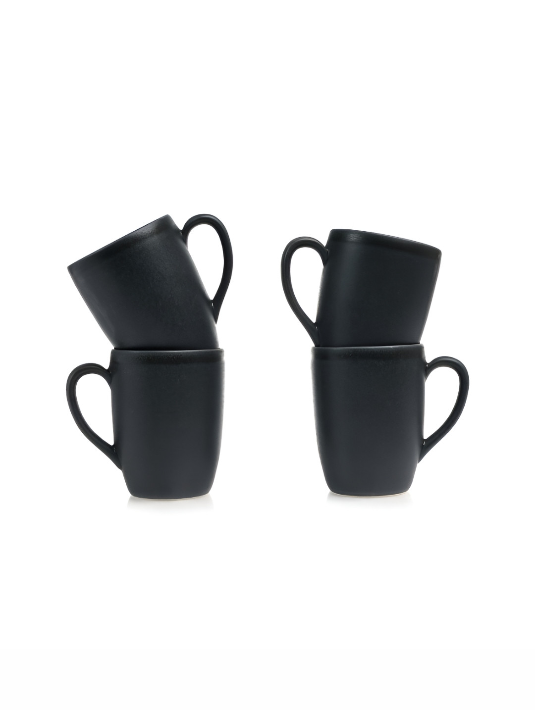 Mesa Black 6 Pieces Stoneware Matte Mugs -230 ml Each