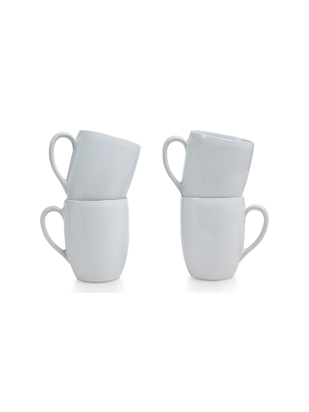 Mesa White 6 Pieces Stoneware Glossy Mugs 230 ml Each