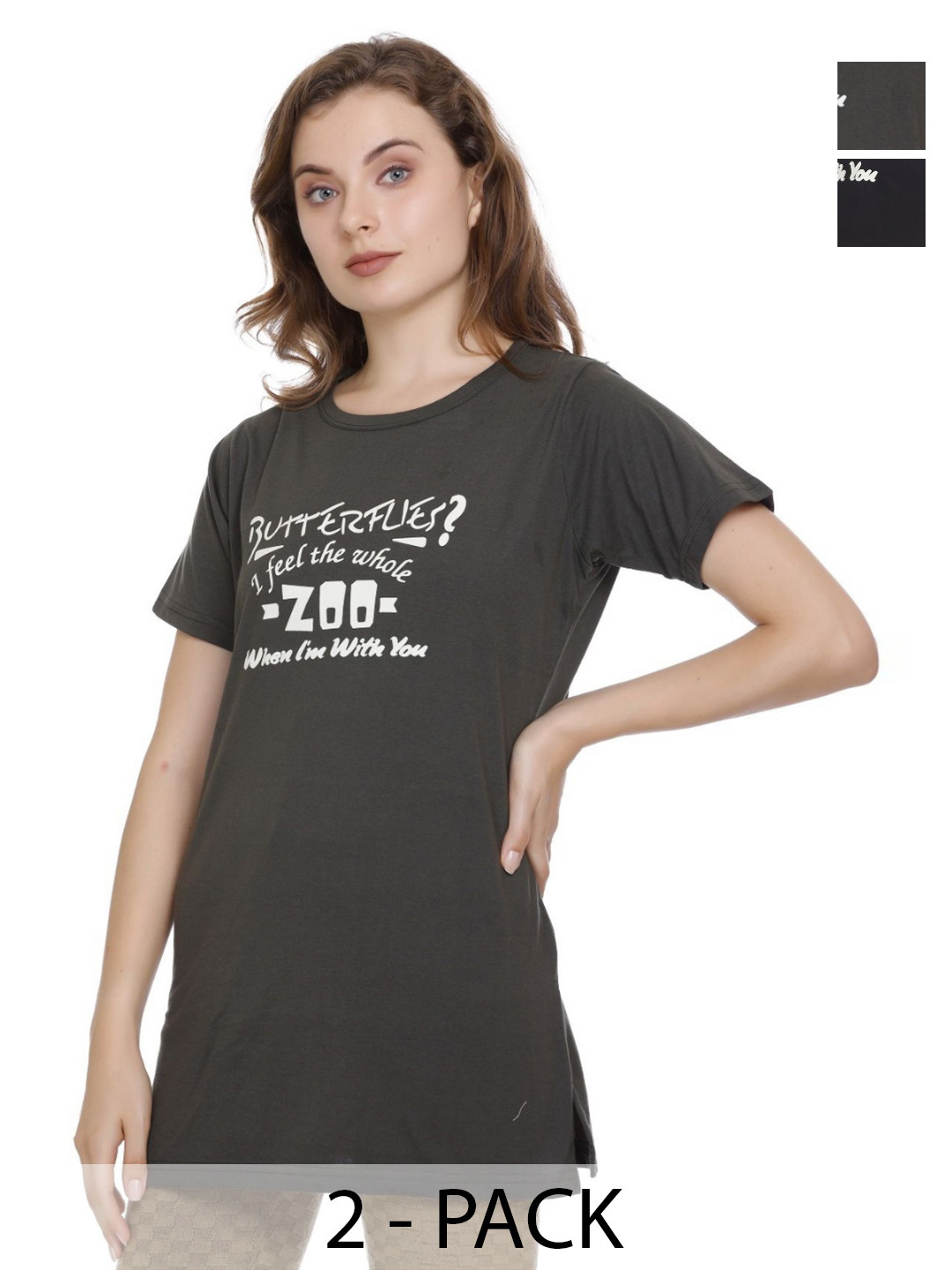 URBE-URBAN EVOLUTION Women Pack Of 2 Abstract Printed Cotton Relaxed Fit T-shirts