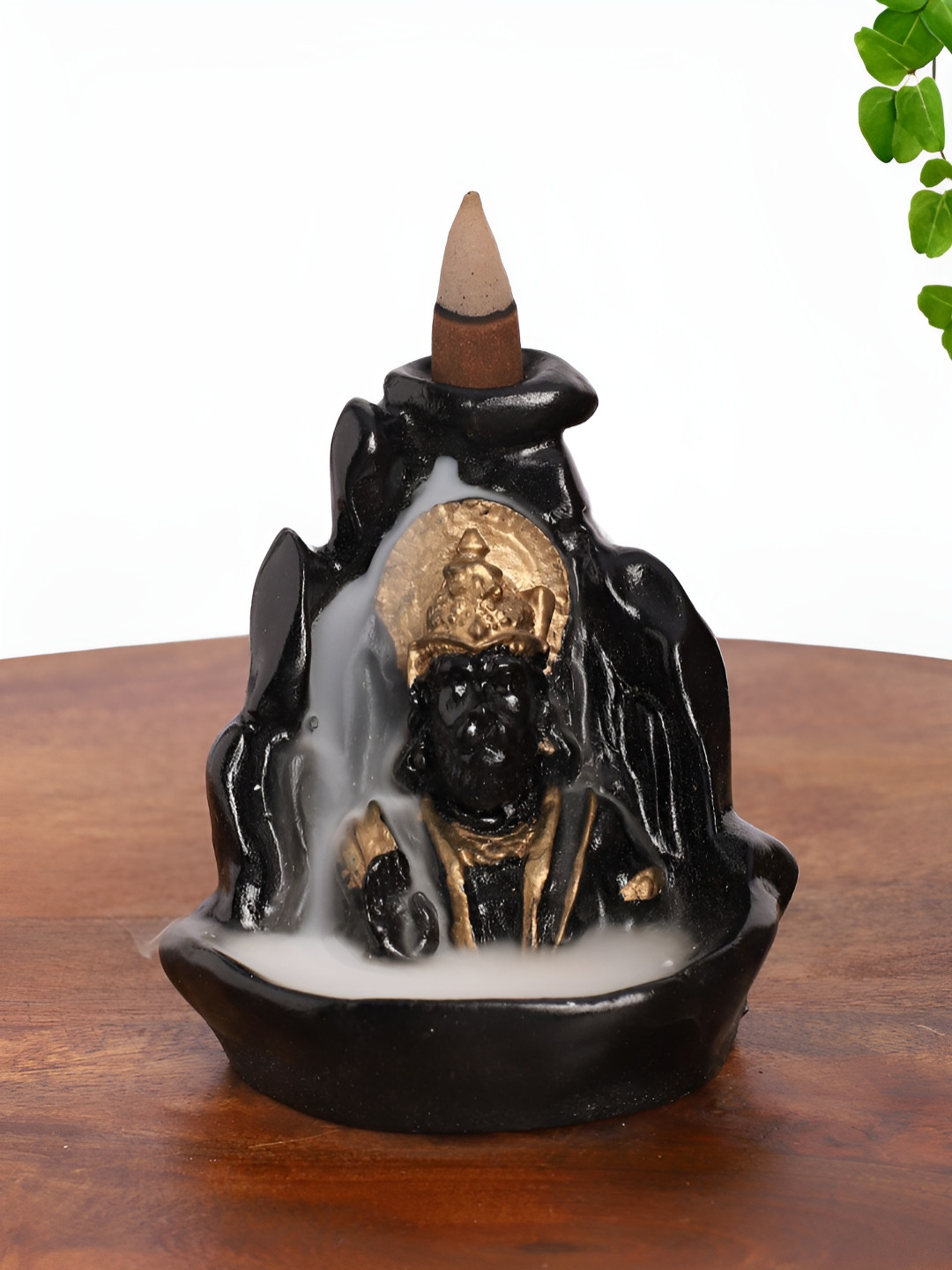 INTERNATIONAL GIFT Hanuman Black Polyresin Natural Prayer Room Fountain Small Showpiece - 3.5 Inches