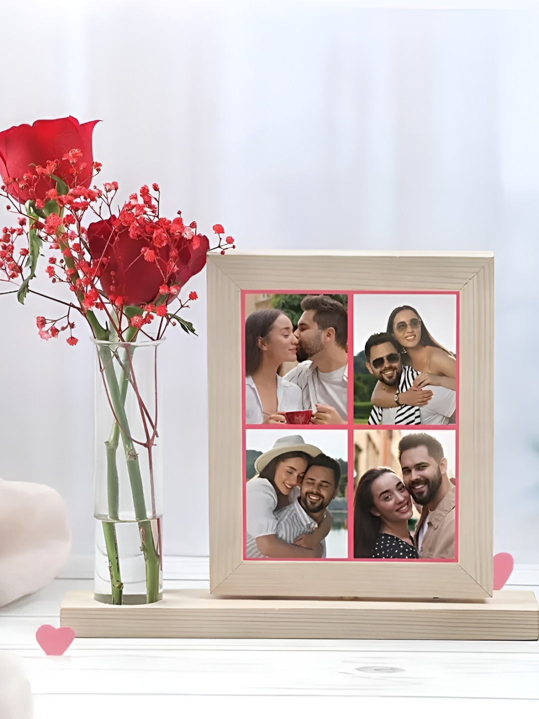 fnp Beige & Pink Reversible Table Photo Frame