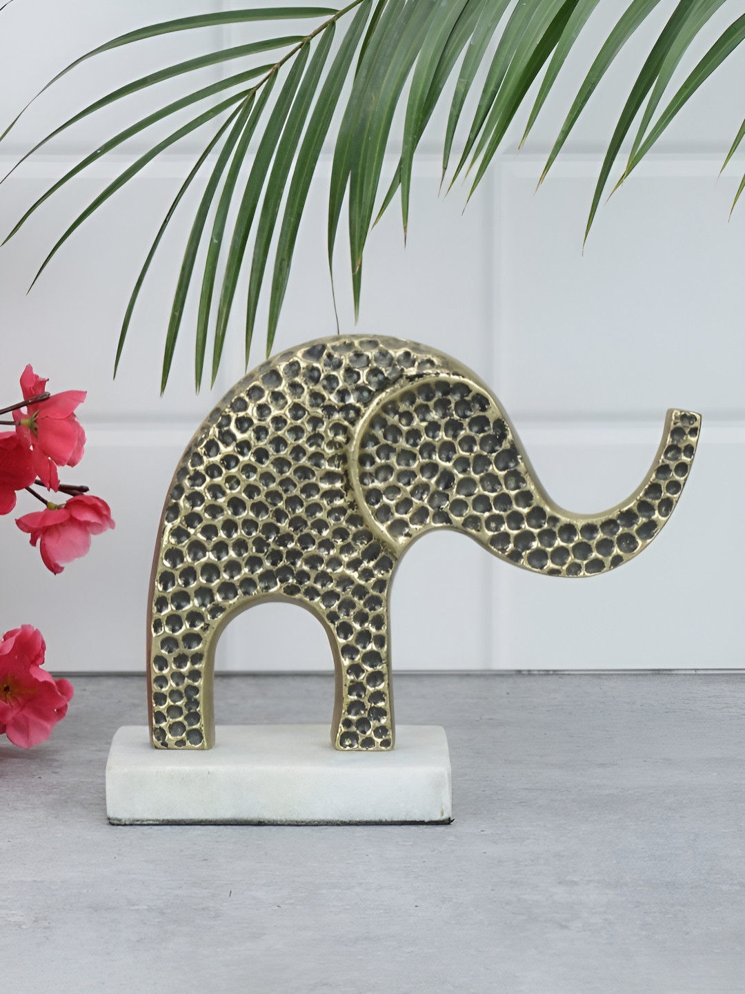 Maison Modern Savanna Sentinel Elephant Gold Metal Metallic Living Room Small Showpiece - 7.1 Inches