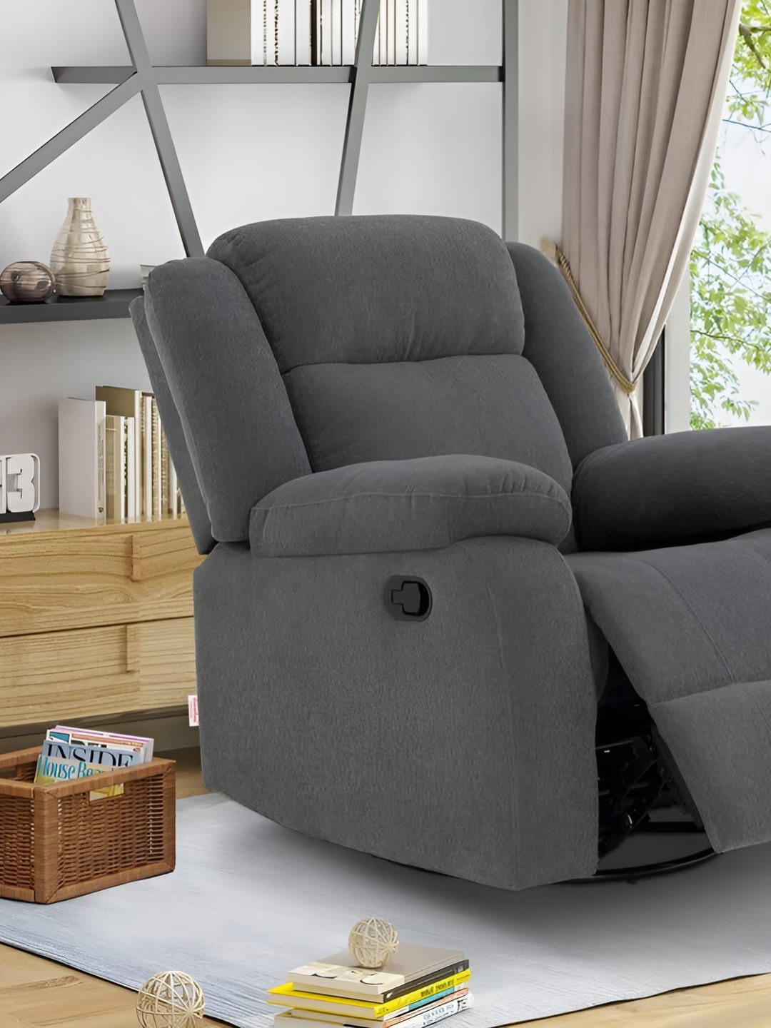 Duroflex Avalon - Rocking & Revolving Single Seater Fabric Manual Recliner