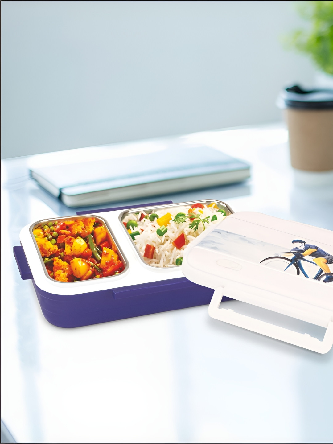 Nayasa Go-Pro Insulated Airtight Leakproof Graphic 2PCs Lunch Box With Spoon and Fork