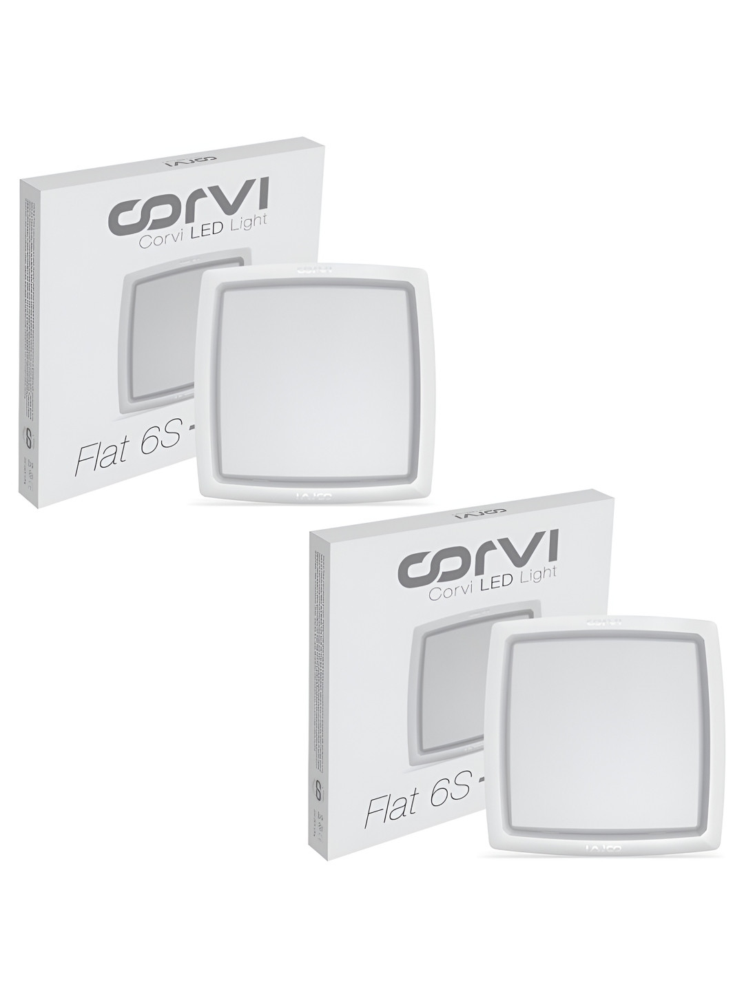 CORVI White 2 Pieces LED Flat 6S Square 15W Driverless & Dimmable Ceiling Panel Lights