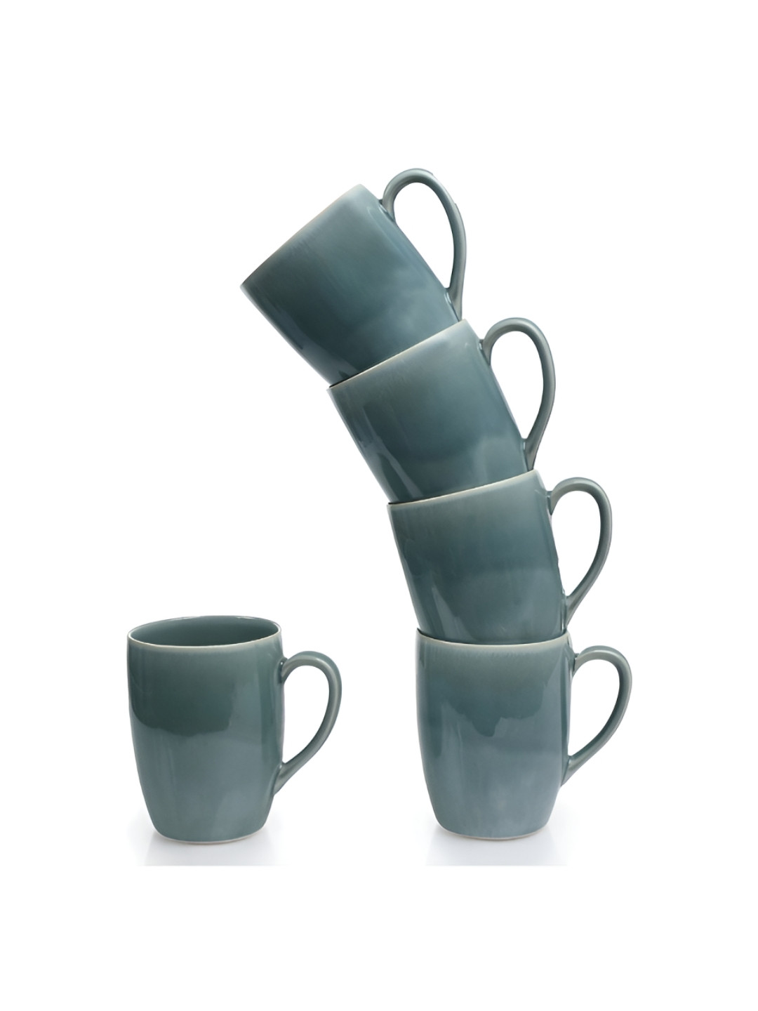Mesa Green 6 Pieces Stoneware Glossy Mugs 230 ml Each