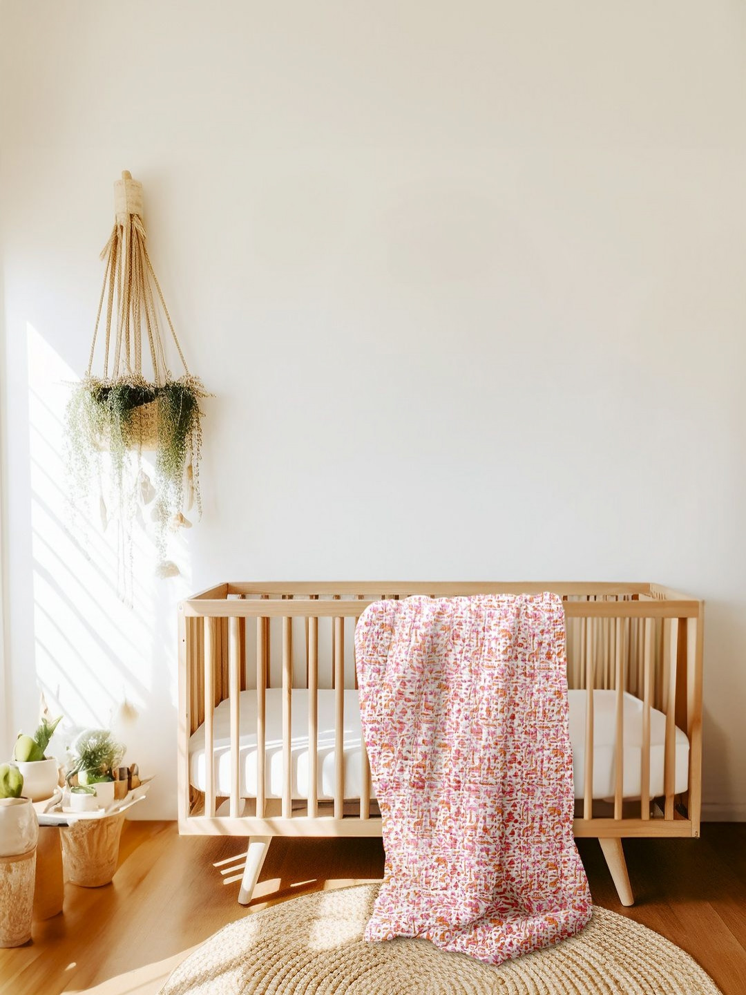 Biglilpeople Kids Pink And Brown Mild Winter Cotton 400 GSM Double Bed Blanket