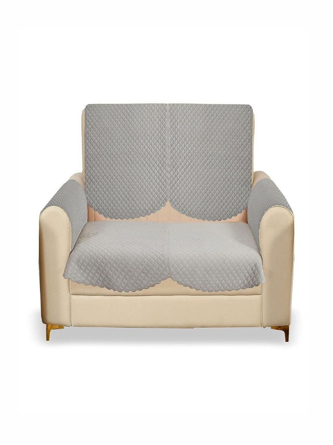 Fashion Throw 2-Seater Silver-Toned Velvet Sofa Cover With Arms