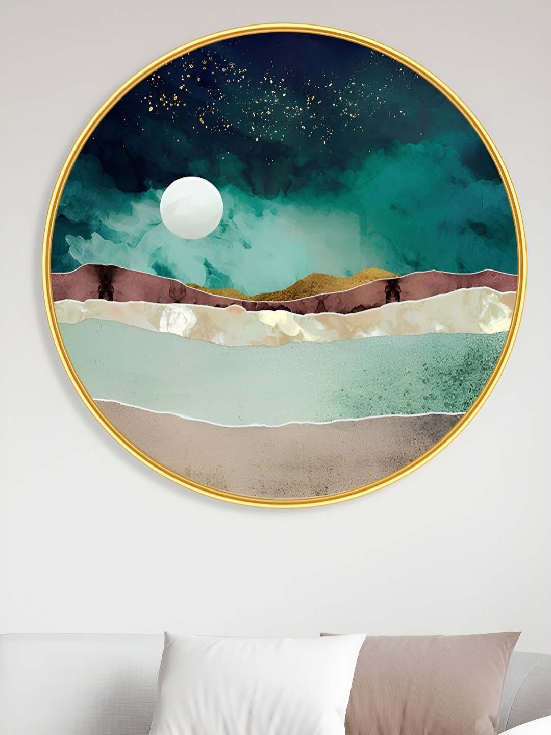 SAF Aura Green & White Abstract Printed Wall Arts