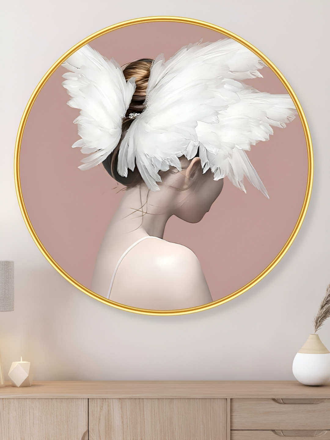 SAF Aura White & Beige Beautiful Girl Printed Wall Arts