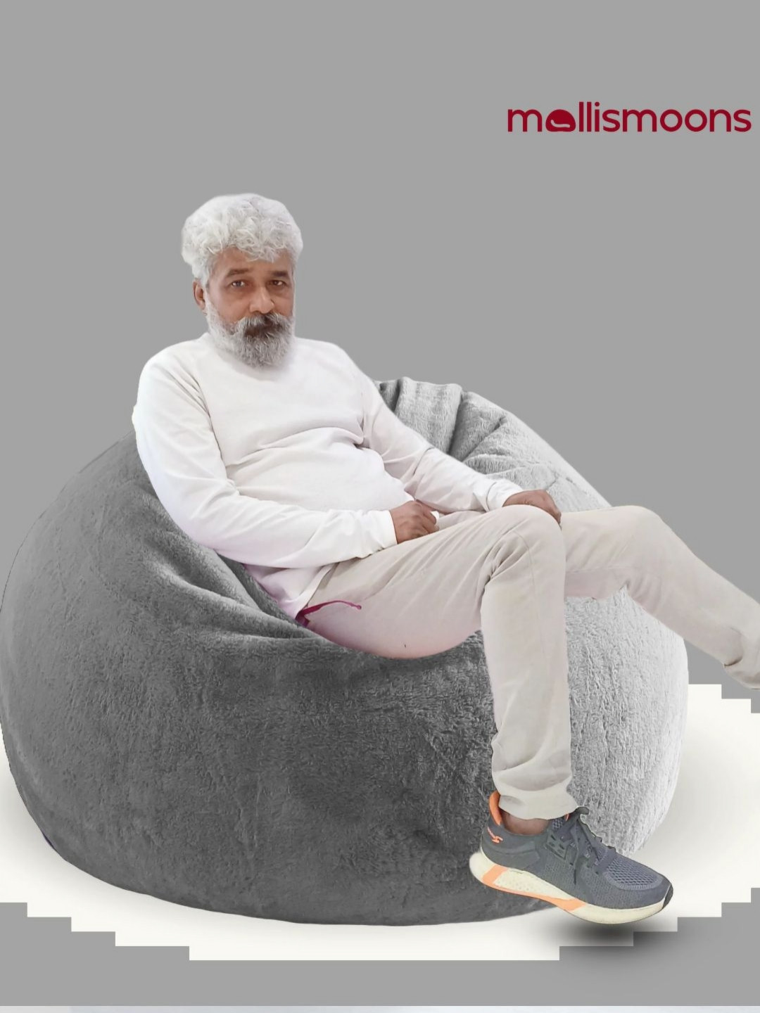 Mollismoons Grey Soft Bean Bag Cover