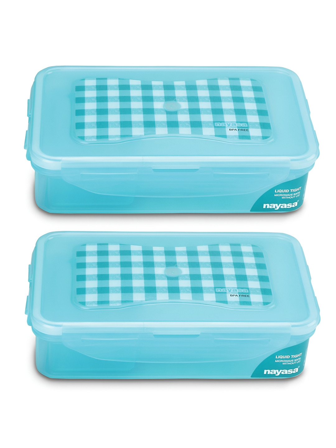 Nayasa Super Lock Deluxe Airtight Leakproof Checkered 2PCs Lunch Box With Spoon and Fork